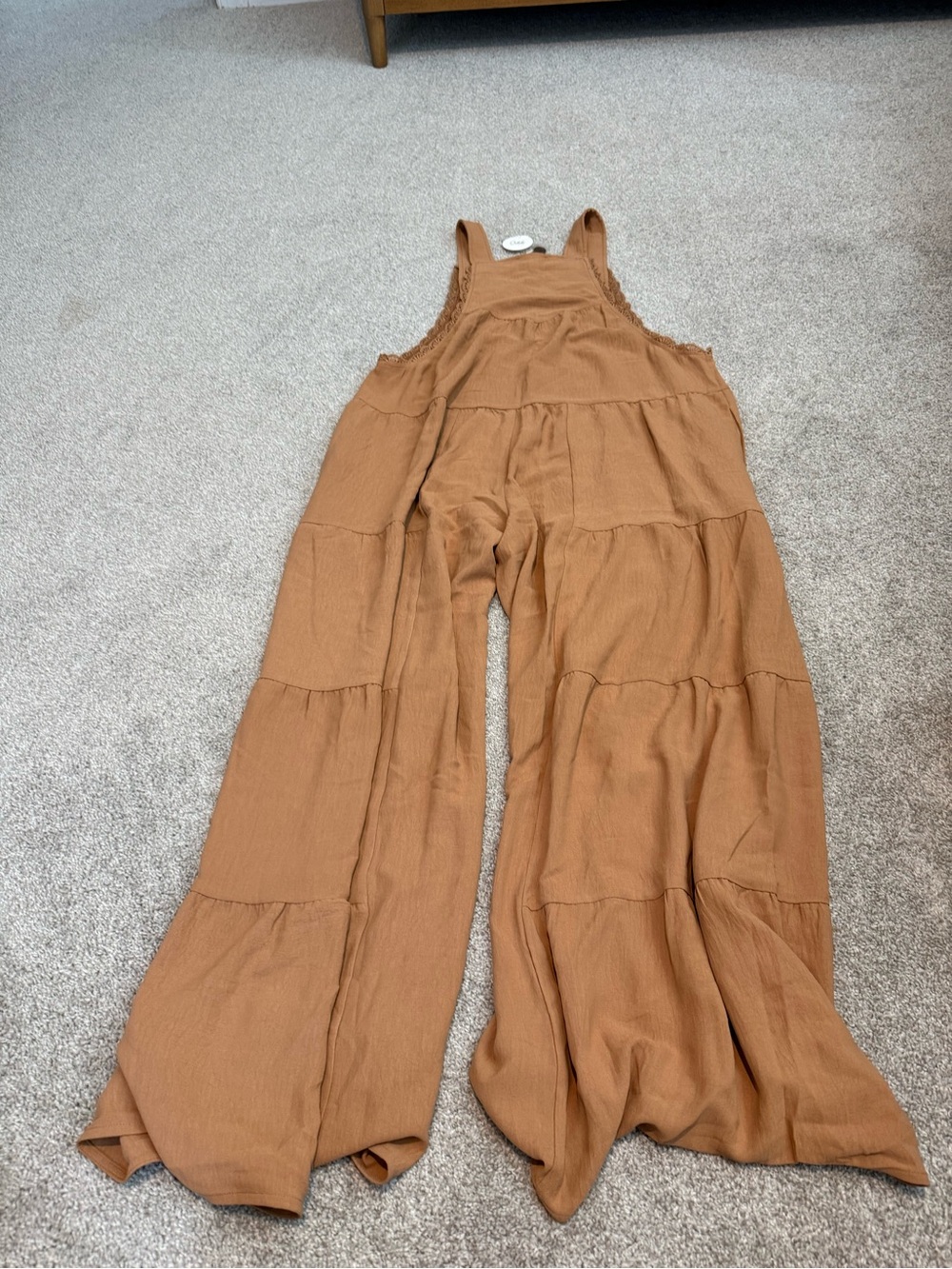 Oddi Wide-Leg Tiered Overalls Jumpsuit in Brown - Picture 6 of 9